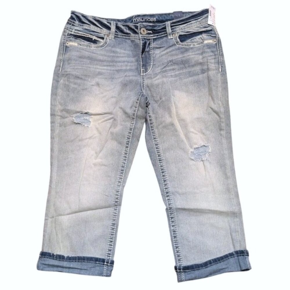MAURICES Ellie Jeans Womens 5 6‎ Light Wash Denim Pants Capris Cropped Stretch